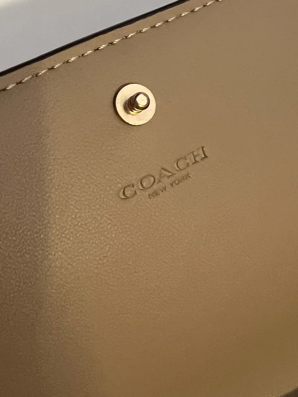 Coach Women's Leather Trifold Wallet in Tan & Cream Signature Canvas